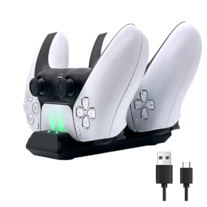 Stație încărcare controller PS5 NAXSIR, dock dual pentru controlere DualSense, încărcare rapidă, negru