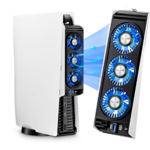 Ventilator Cooling Fan cu LED pentru PS5 – Cooler Silențios pentru PlayStation 5 și PS5 Digital Edition